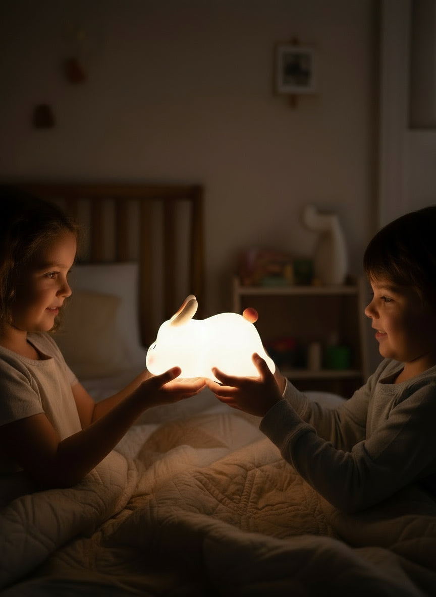 Lampada Notturna a LED Coniglietto: Silicone Anti-Caduta Ricaricabile