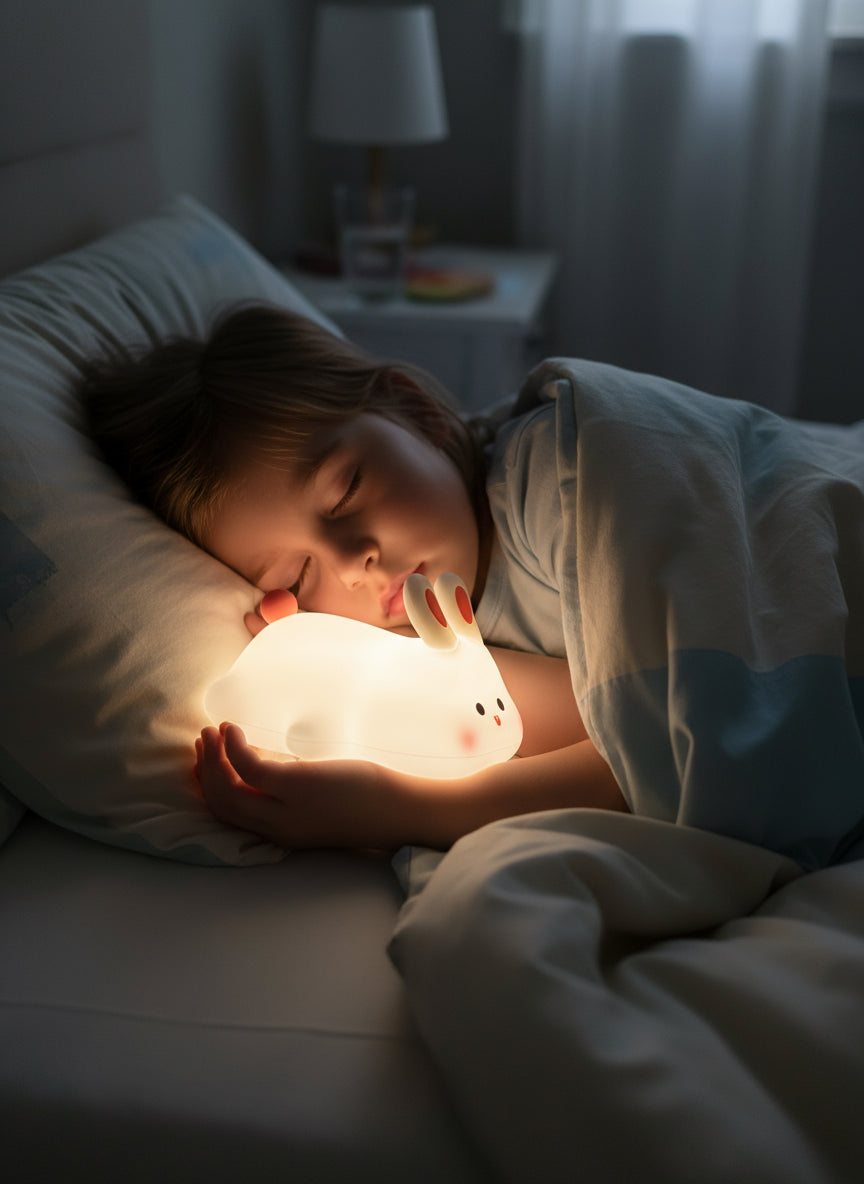 Lampada Notturna a LED Coniglietto: Silicone Anti-Caduta Ricaricabile